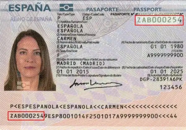 Numero pasaporte